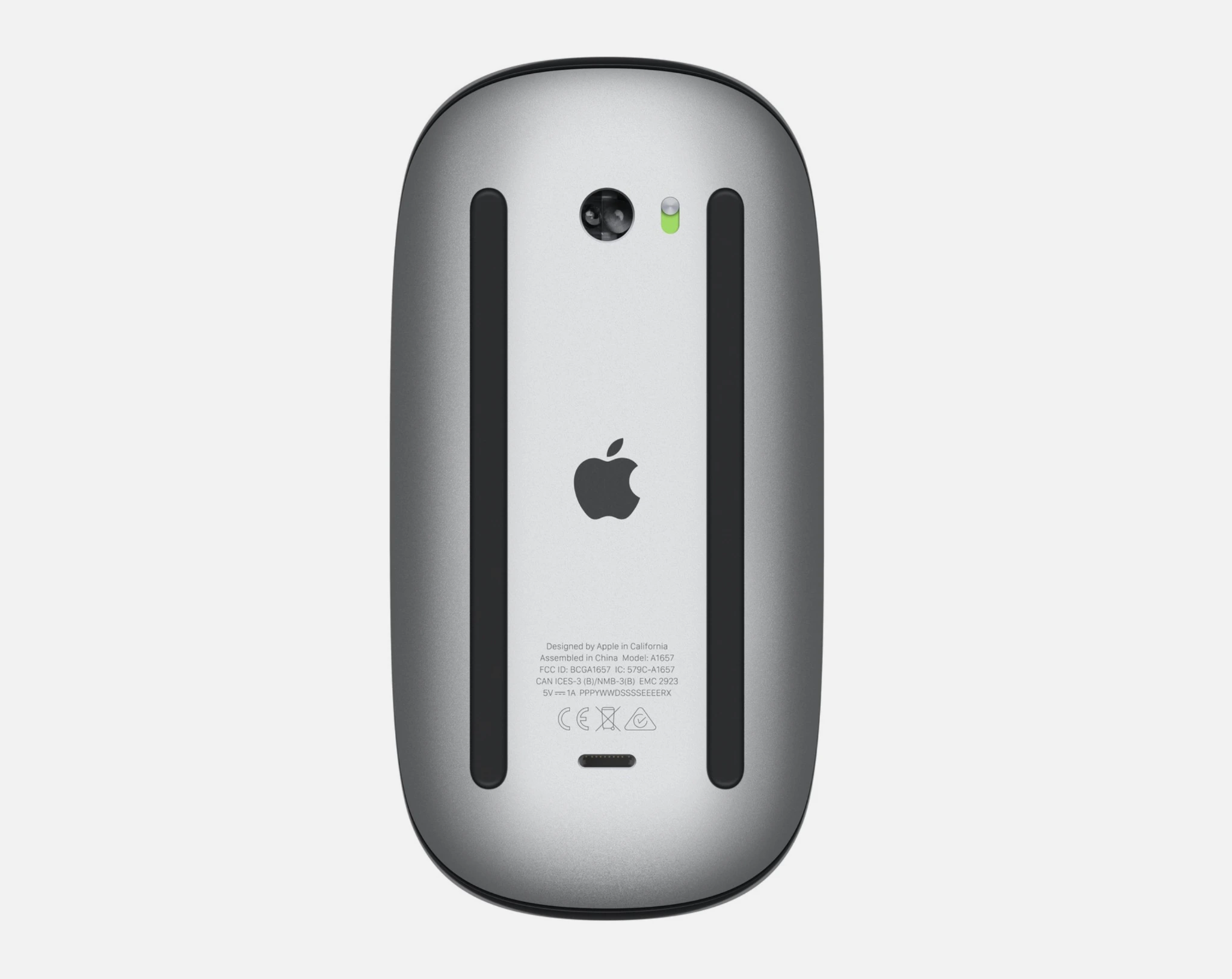 Czarna Magic Mouse 2 A1657 widok od spodu